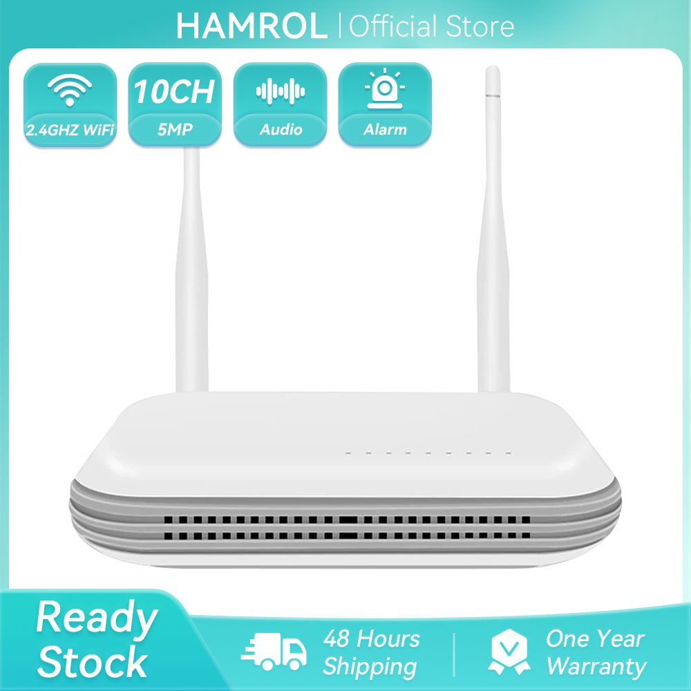 Hamrol H . 265 NVR Sem Fio/Com 10CH 5MP Detecção Facial RJ45 De Movimento Visão Noturna Colorida iCs