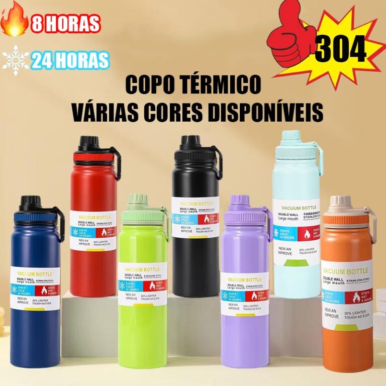 Garrafa Térmica 800ml/1000ml Inox Aço Inoxidáve
