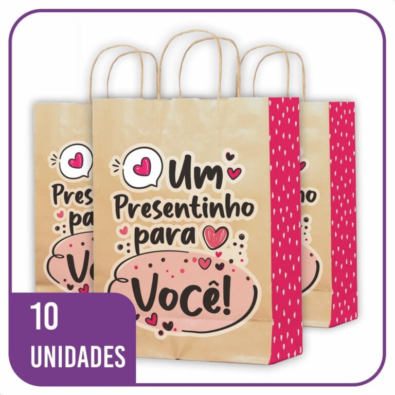Sacola Kraft Presentinho para Você 10 Unidades &#