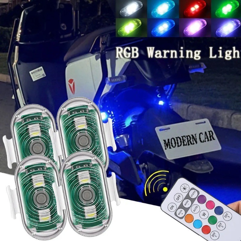 1 Conjunto De Luz De Advertência De Condução De Motocicleta-Lâmpada De Sinalização Traseira De Carro