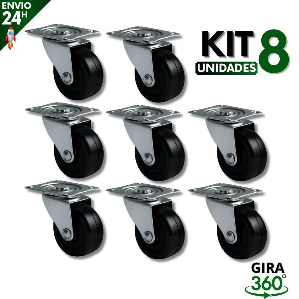 Rodízio Giratório 3,2cm Anti Ruído Rodinha Para Cadeira, Rack, Móveis e Vasos Multiuso
