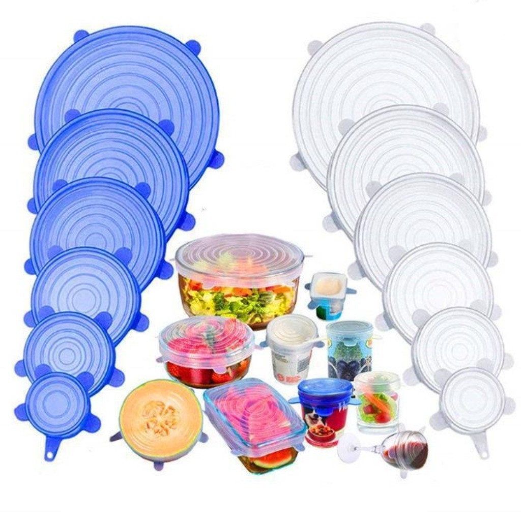 Conjunto de 6 peças Universal reutilizável tampa de pote de silicone cozinha geladeira tampa de veda