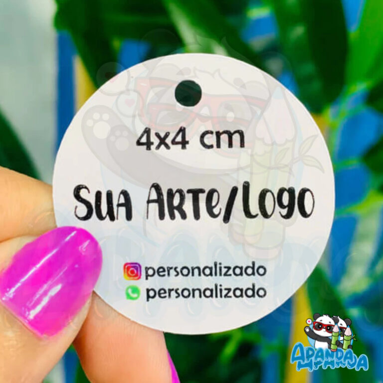 Tag Personalizada Redonda 4x4cm  Com sua Arte, Log