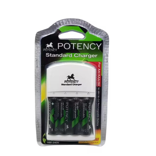 Kit Carregador com 4 pilhas AA Recarregável Poten