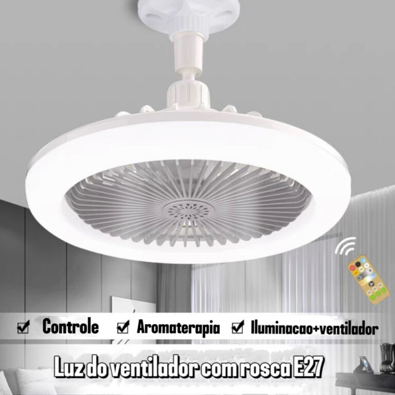 Ventilador Luminária De Teto 30W Luz Led Com Cont