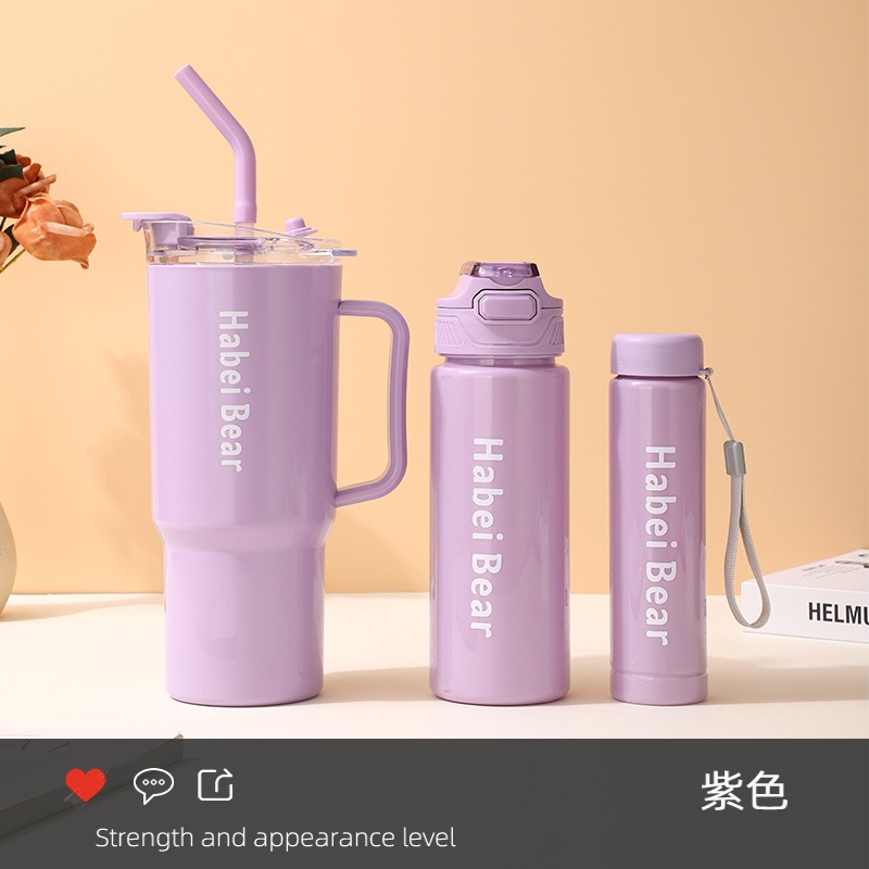 Kit 3 Garrafa Copo Tendência Agua Squeeze Com Adesivos Lembretes beber Agua