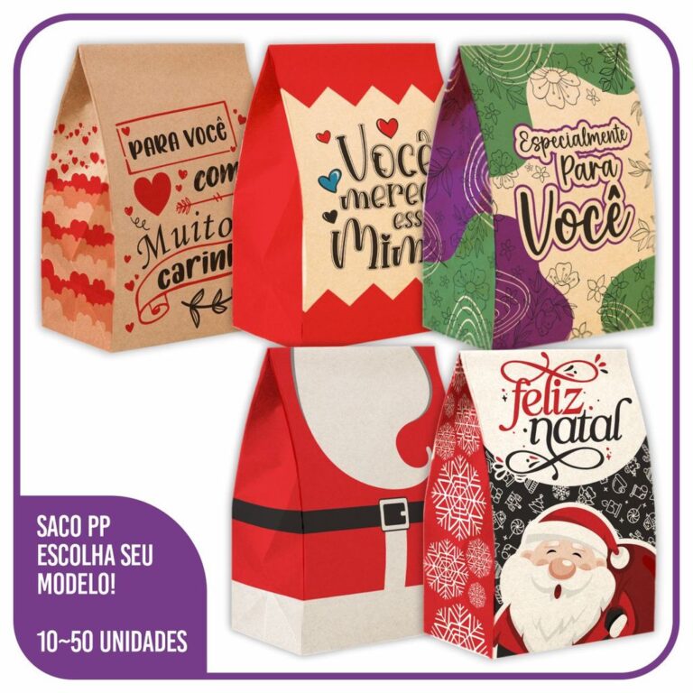 Saco Kraft PP 18x10x25 Escolha Modelo e Quantidade