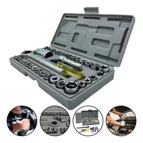 Kit Ferramentas 40 Peças: Soquete, Chave Catraca 