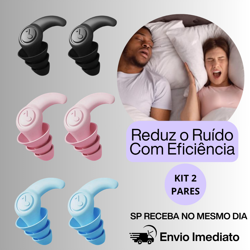 Kit 1 2 4 Protetor Auricular Tampão de Ouvido Abafador Antirruído Silicone 3 Camadas Antirruído Dorm