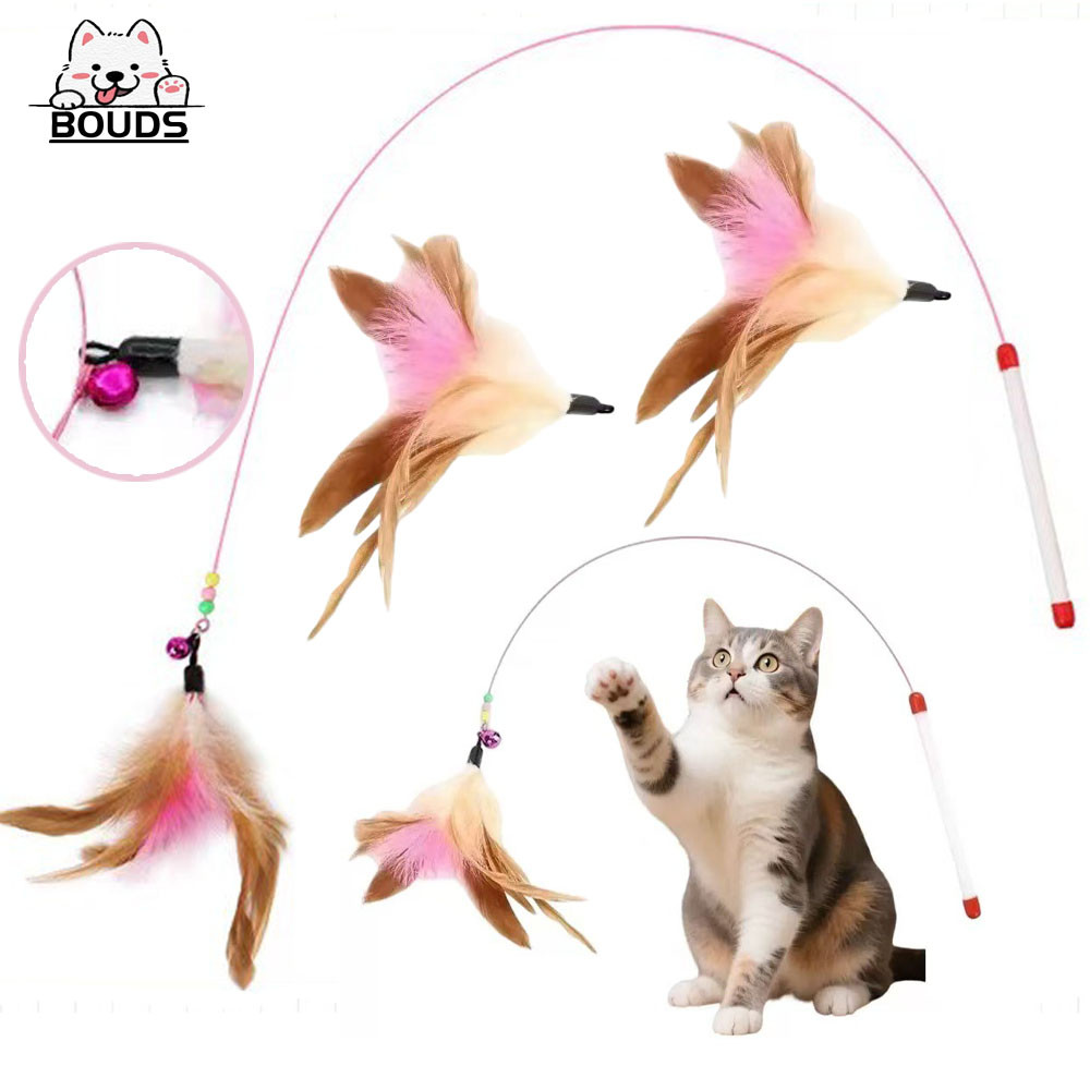 Brinquedo para pets – Sininho de penas colorido para gatos – Durável para gatos roerem