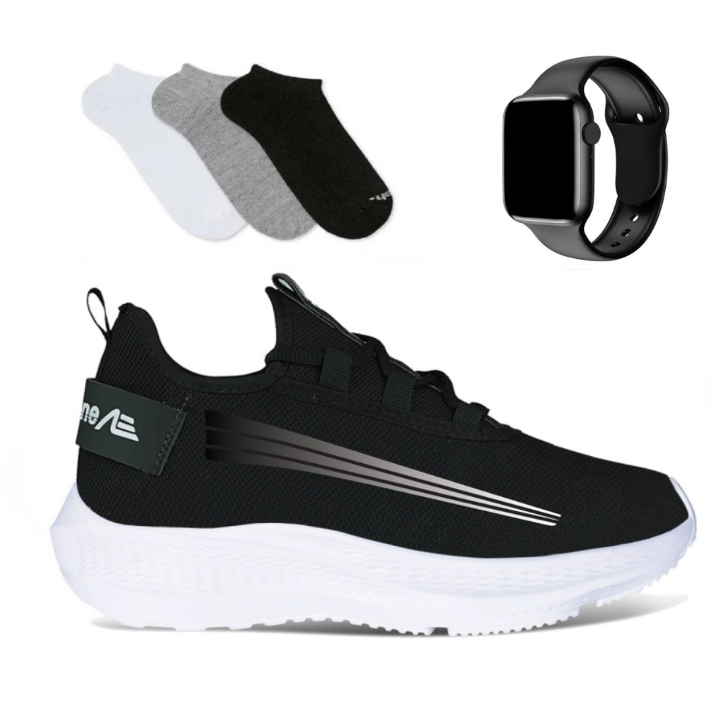 TENIS MASCULINO E FEMININO ACADEMIA CAMINHADA TREINO ADAPTION KIEV COM RELÓGIO DIGITAL E MEIA DO 34