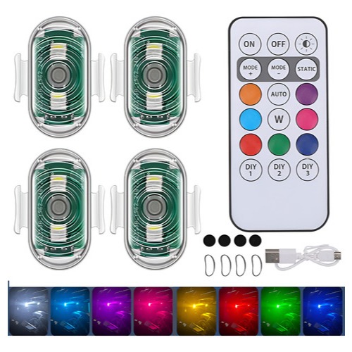 4 PCS RGB LED Luzes Estroboscópicas Com Controle 
