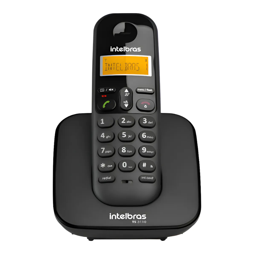 Telefone Sem Fio Intelbras TS 3110 Preto  Identificador de Chamadas e Visor Iluminado
