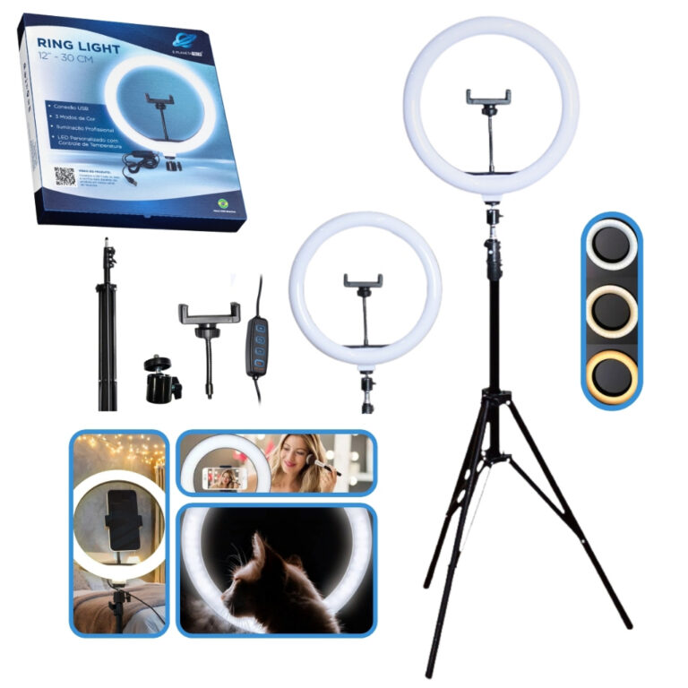 Kit Completo Ring Light Profissional 12 polegadas-