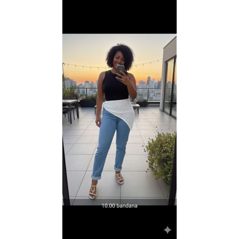 Lenço Bandana de Tricot Feminina Estilo Crochê A