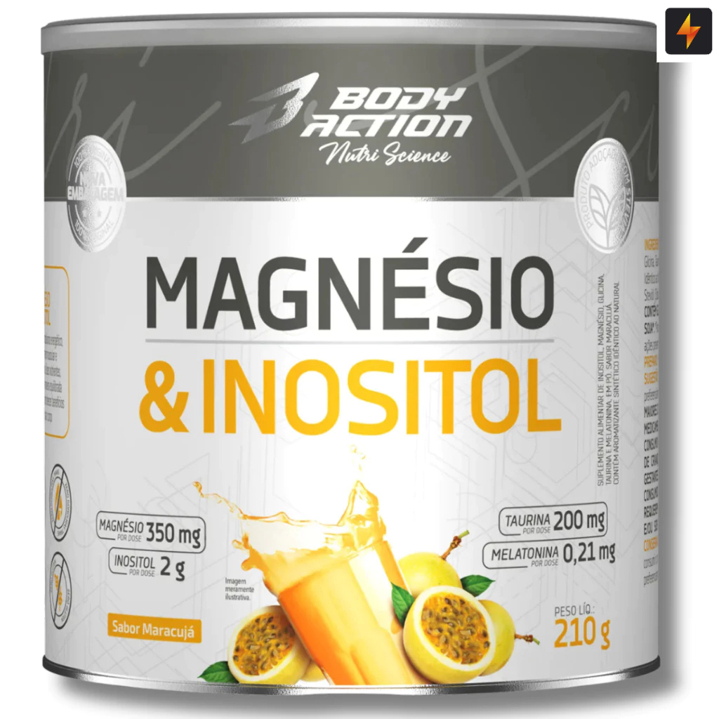 Magnésio e Inositol 210g Melatonina 0,21mg Body Action – Original