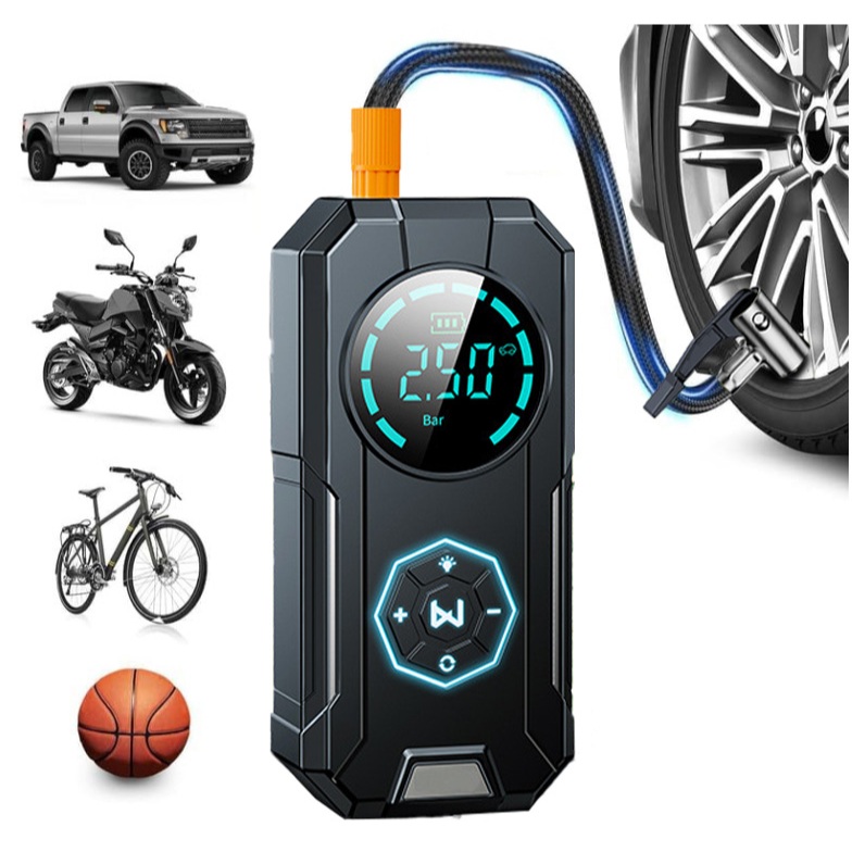 Bomba de ar inteligente portátil recarregável, USB tipo C compacta