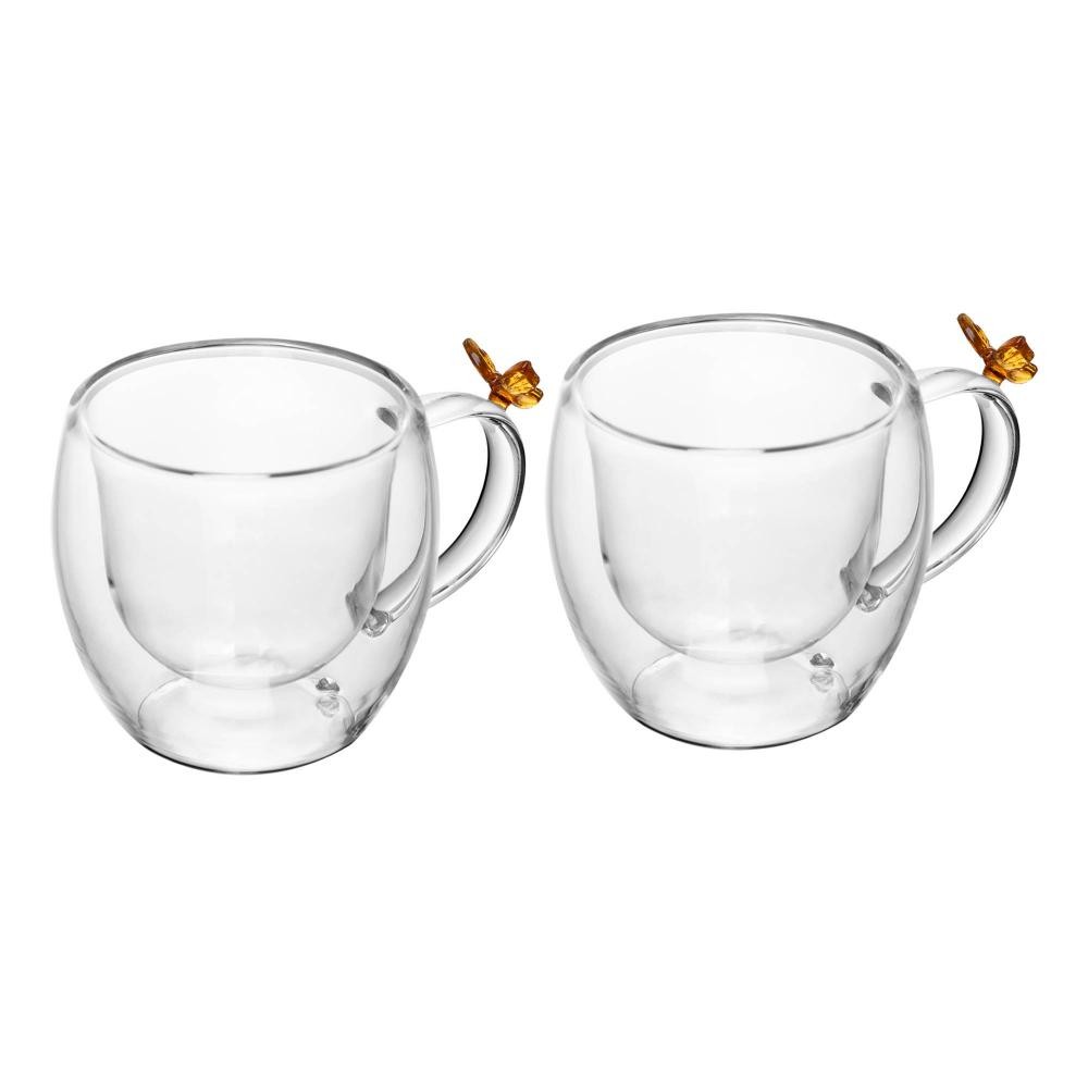 2 Xícaras de Café Wolff Sun Garden 80ml Vidro Borossilicato