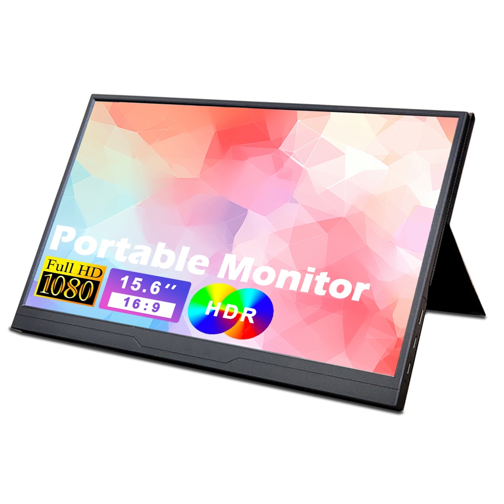 Monitor Portátil 15.6 1080P FHD USB-C, Display De Computador HDMI HDR IPS Jogos Com Alto-Falantes