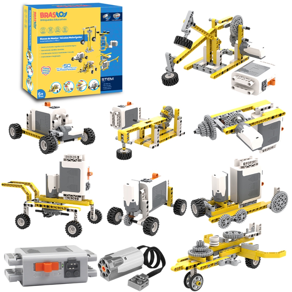 BRASTOY Brinquedo educativo STEAM para montagem de blocos de construção 50 em 1