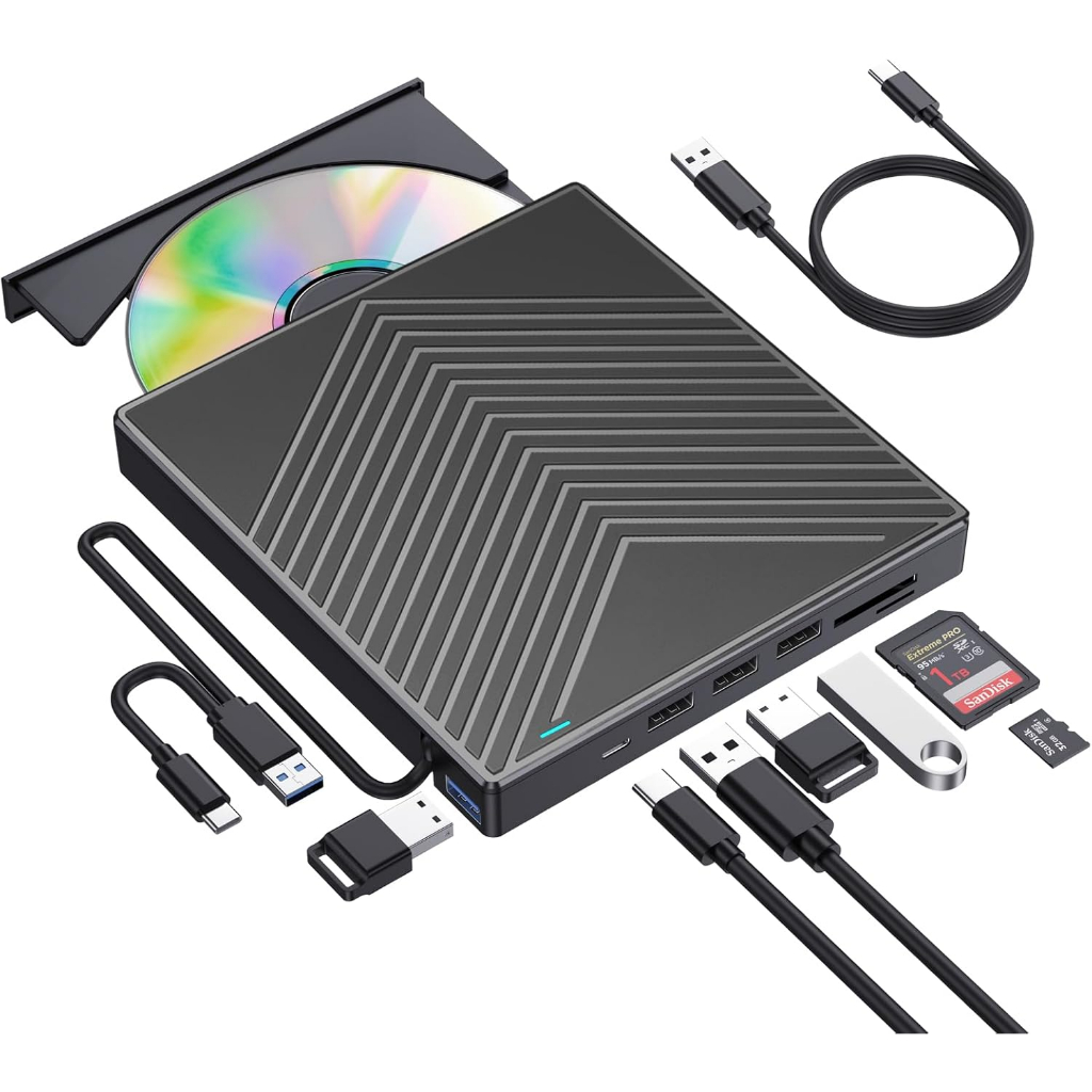 8 Em 1 Gravador Leitor Cd Dvd Externo Usb 3.0 Pc Notebook