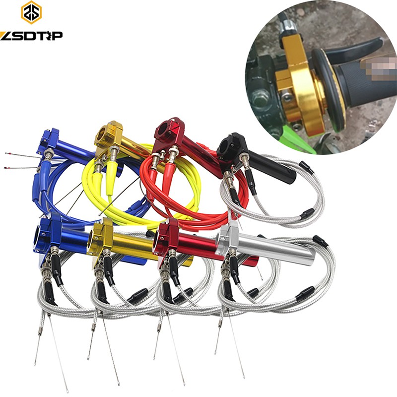 ZSDTRP 7/8 Hand Grips Twist Throttle Grip + 2Pcs Cable Tube Sleeve Motorcycle ATV Kit