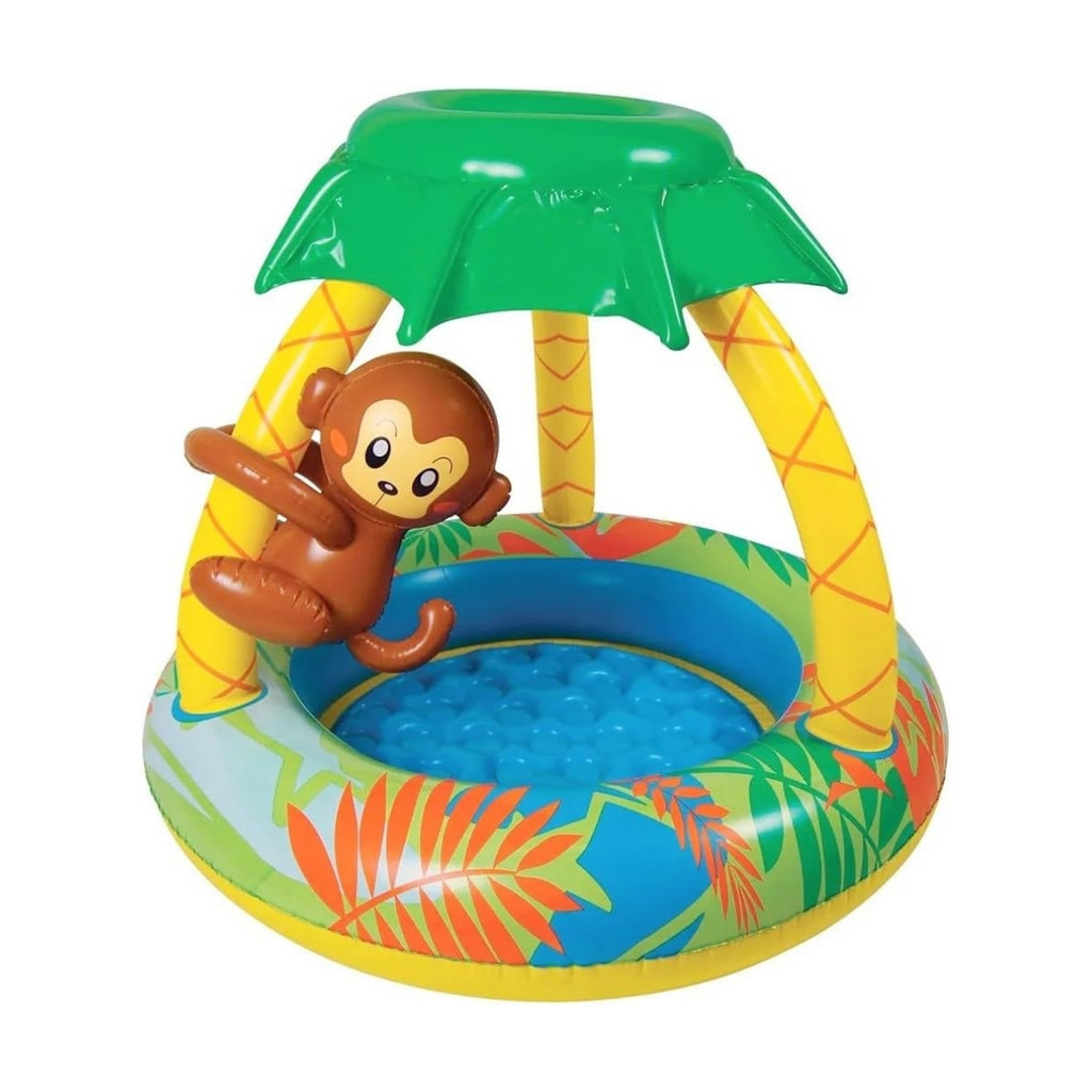 Piscina Infantil Inflável 53 Litros com Cobertura Macaquinho 102cm x 80cm Wellmix