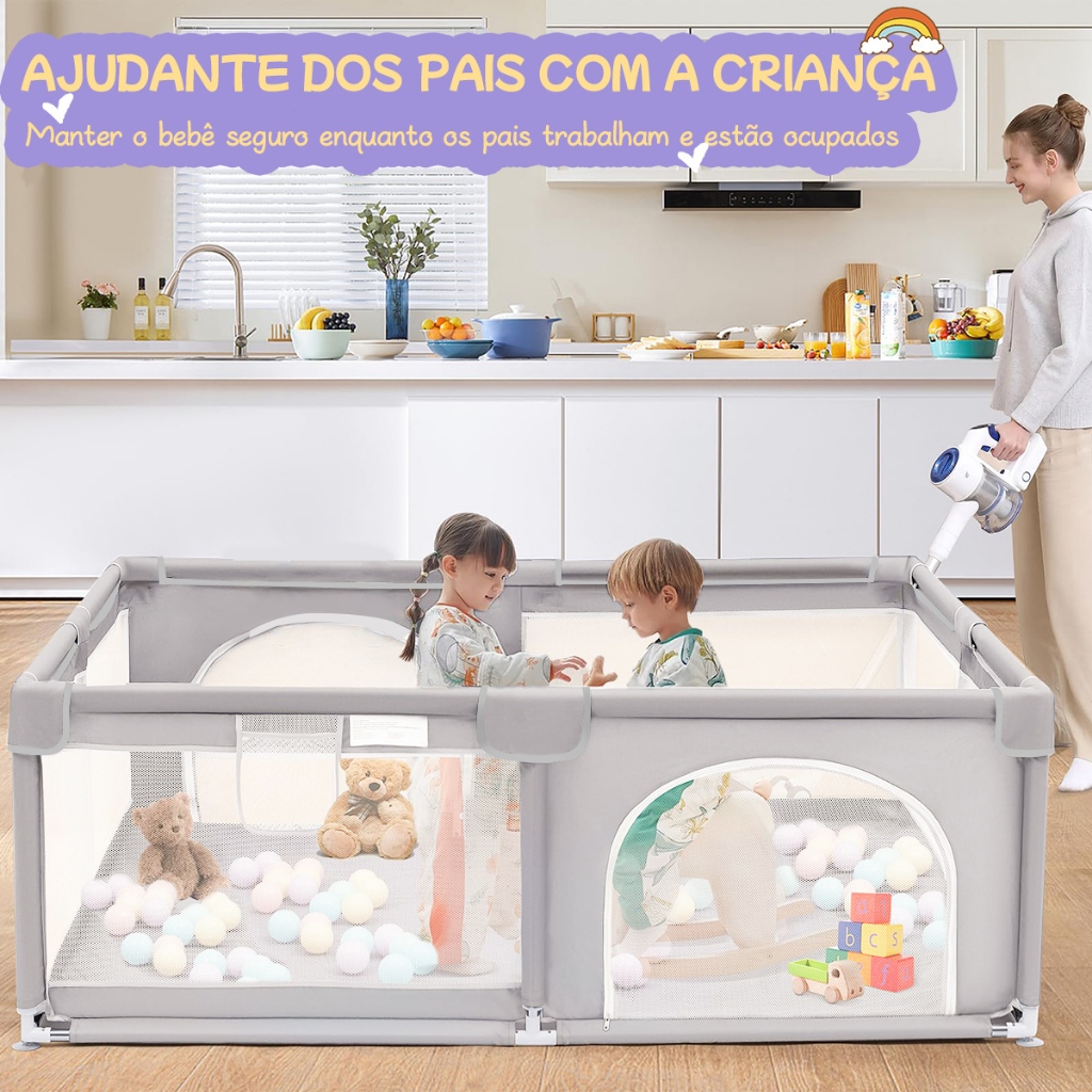 Cercadinho Bebê Grande Chiqueirinho Infantil Cercado -Seguro E Divertido Para Bebês Crianças Pequena
