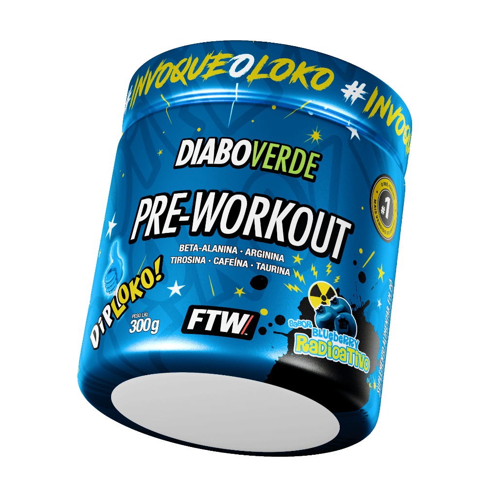 FTW Diabo Verde Pré-Treino Dip Loko Pote 300g – #Pre-Workout Cafeína e Beta-Alanina