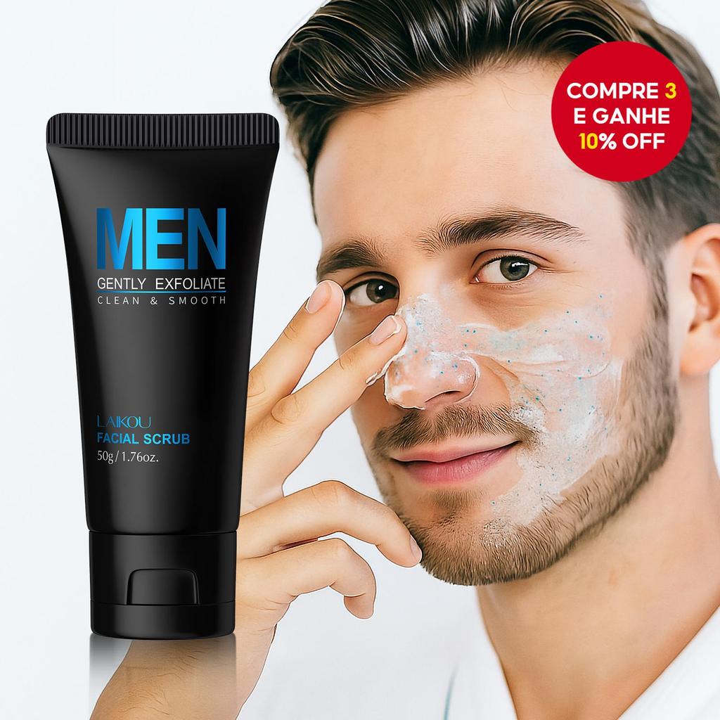 Esfoliante Facial Masculino Laikou 50g – Esfoliação Suave, Limpeza Profunda, Textura Da Pele Lisa e