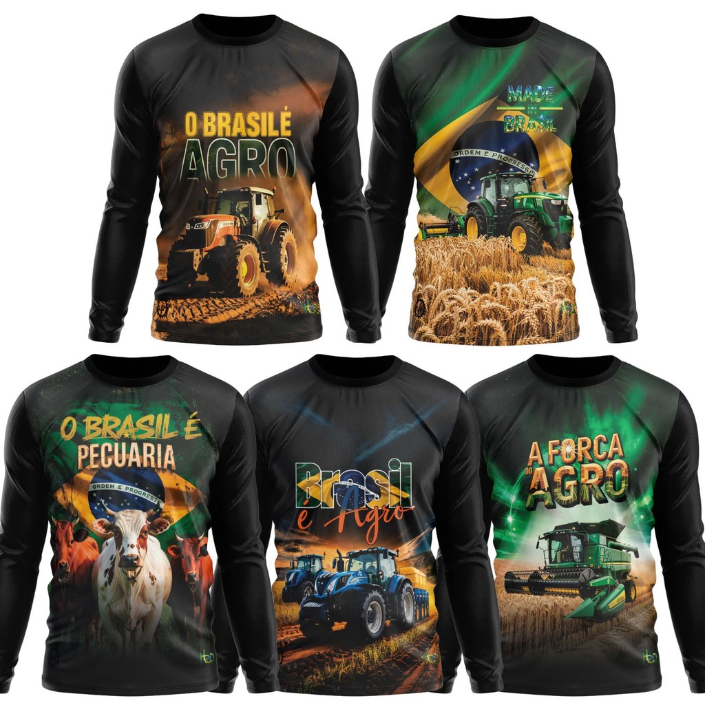 Camiseta Proteção Solar UV Agro Rural Trator Colheita Soja