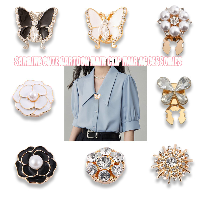 Botões De Camisa Sem Unhas Broche Anti-Exposição De Pérola Gola Cardigan Costura Moda Feminina