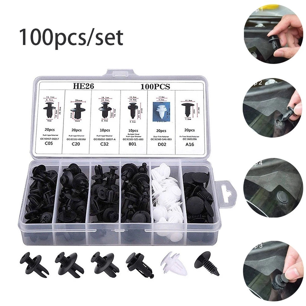 Kit 100/130 Presilhas Grampos Fixadores Carro Veiculo Parabarro Escolha a Quantidade