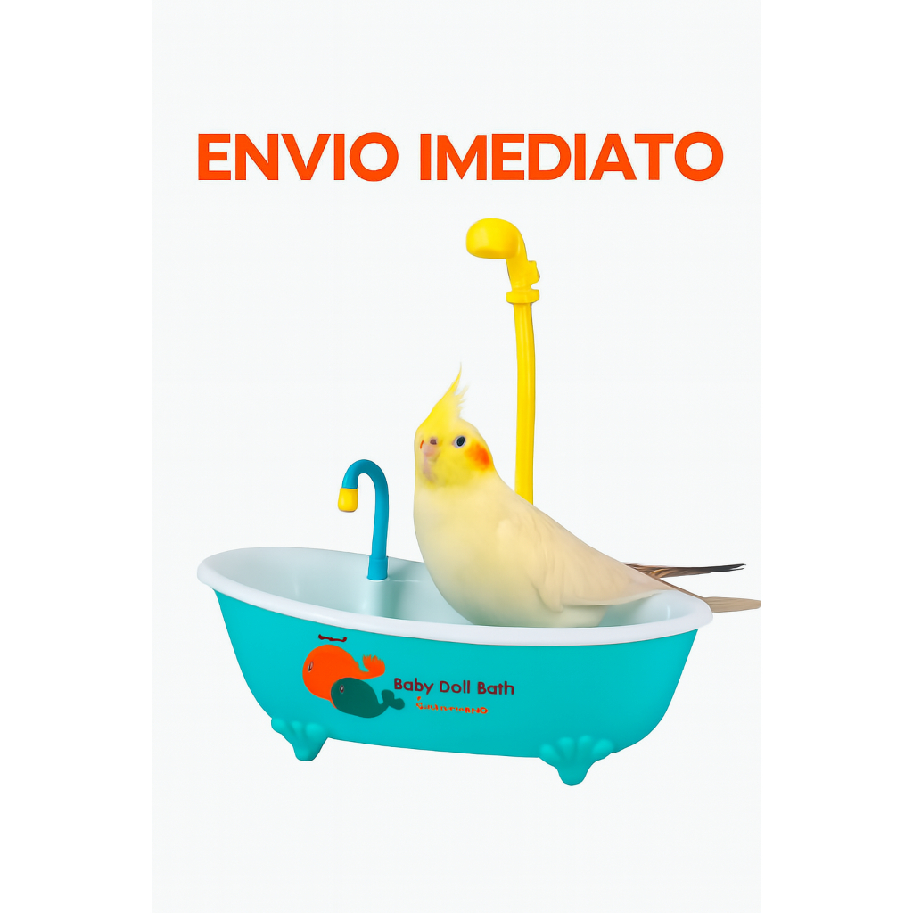 Banheira para Calopsita e Boneca com Chuveirinho  Ideal para Higiene e Diversão  Com Pilha