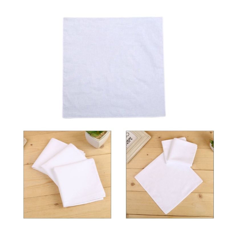 White Hankie Women Embroidery Handkerchiefs Cotton Square Soft Washable Hanky