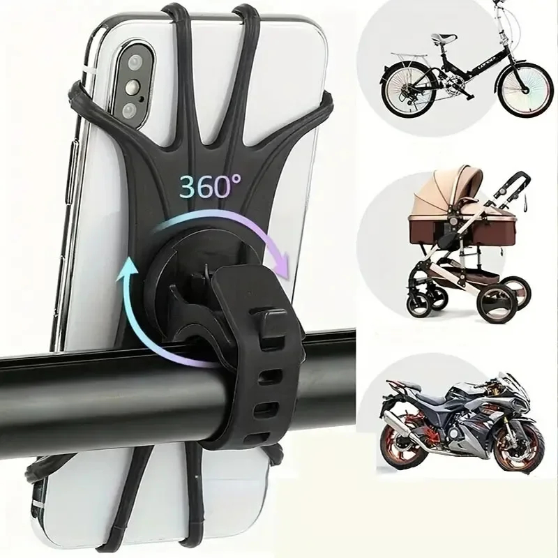 360 ° Suporte Giratório Para Celular , Motocicleta , Antiderrapante , Elástico , Silicone , Guidão D