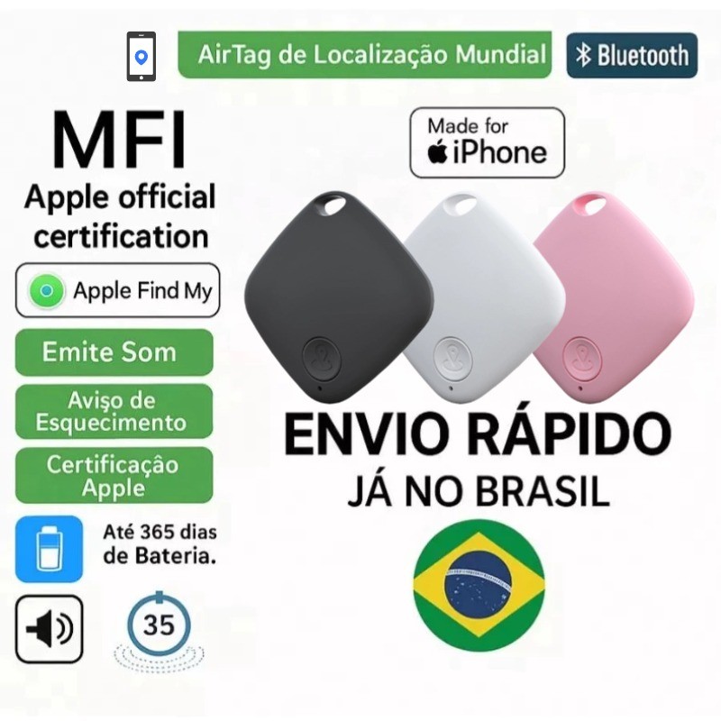 Kit 1/2/3/4 Rastreador AirTag Smart Tag MFI Localizador GPS Mala Carro Moto Pet Criança Sem Limite d