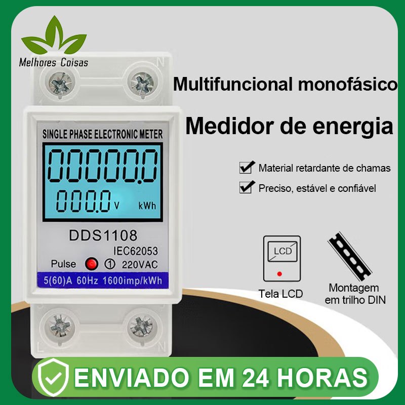 Medidor Consumo de Energia Monofásico Com LCD Display Digital 60A