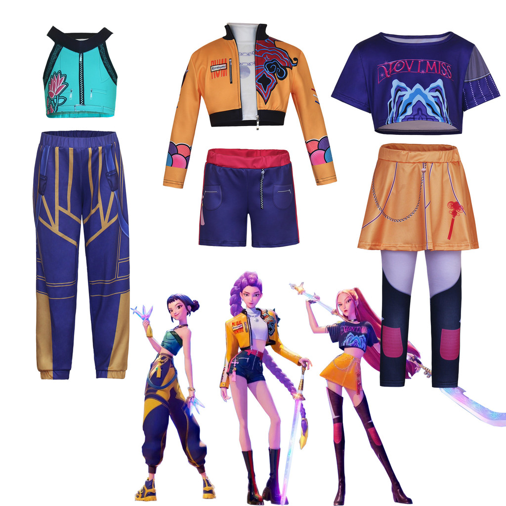 Fantasia De Cosplay De Halloween K-POP Grupo De Caça De Bruxa Rumi Mira Zoey Infantil Anime Impressã