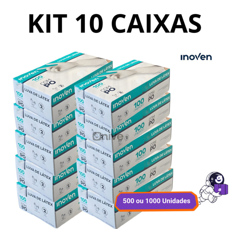 Kit Até 10 Caixas de Luva Látex Descartável Pro