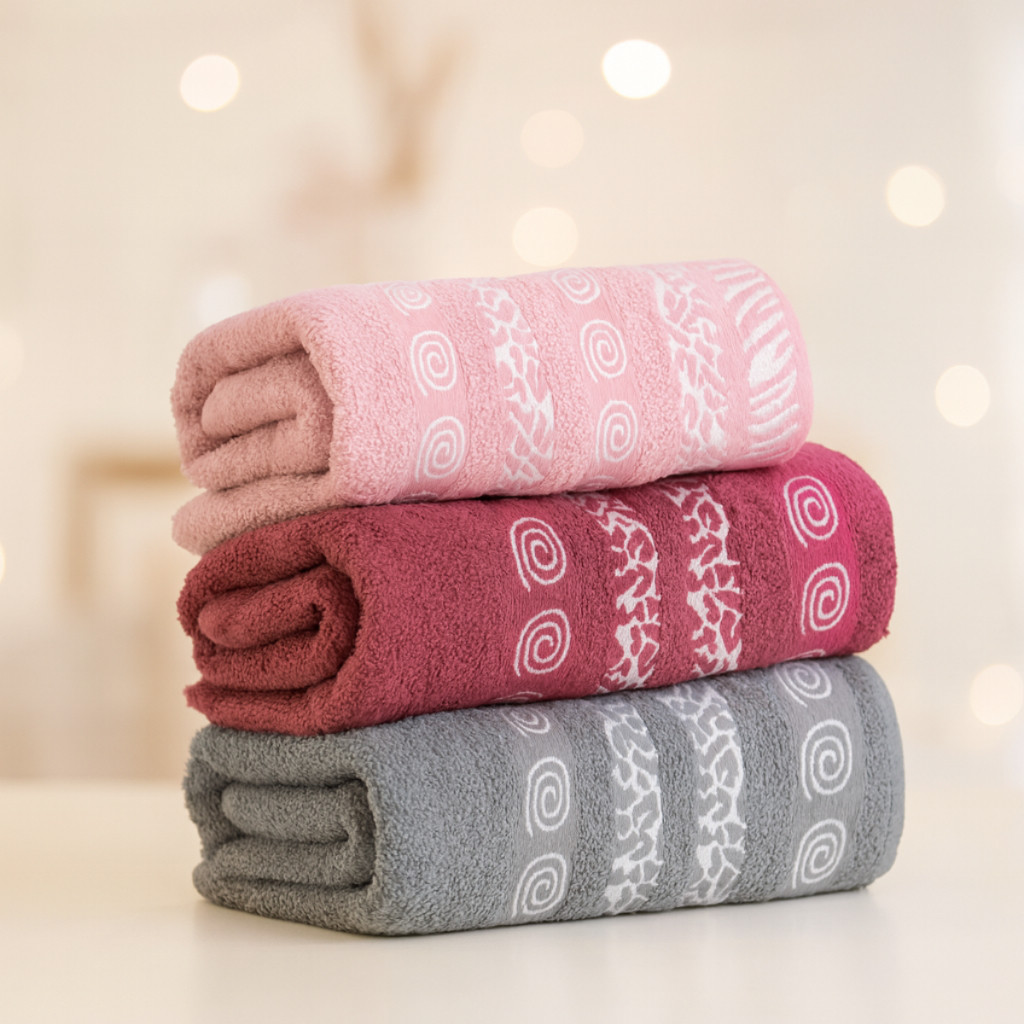 Kit com 3 Toalhas de Rosto para Banheiro 35x75cm em Algodão