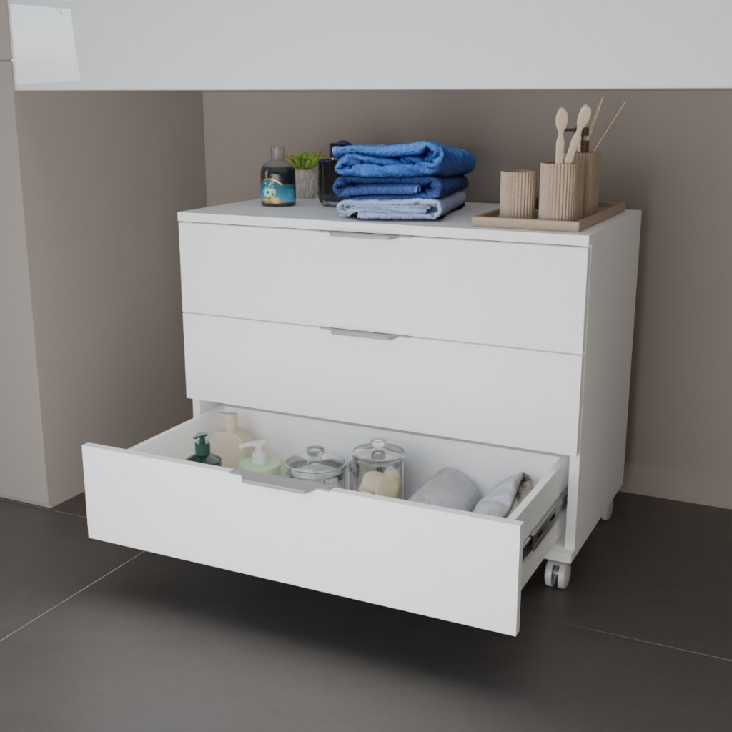 Gaveteiro 3 Gavetas Com Rodizio Para Banheiro Escritório Mesa Cabeceira Home Office