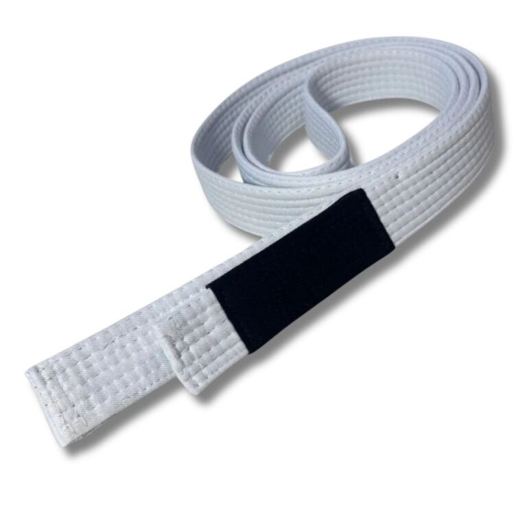 Faixa Branca Jiu Jitsu Ponta Preta Adulto Rígida