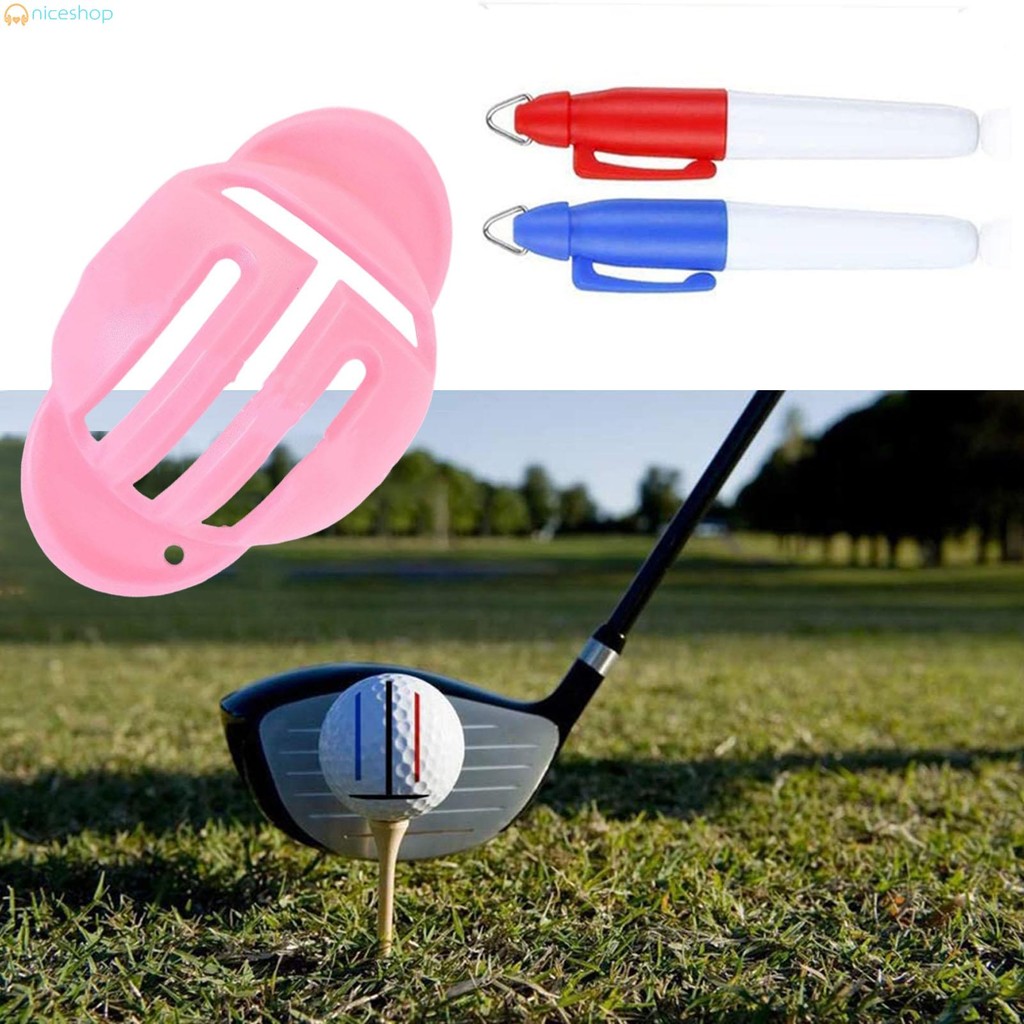Kit De Ferramentas De Marcação De Bola De Golfe Com 1 Estêncil Desenho De Linha E 2 Canetas Marcador