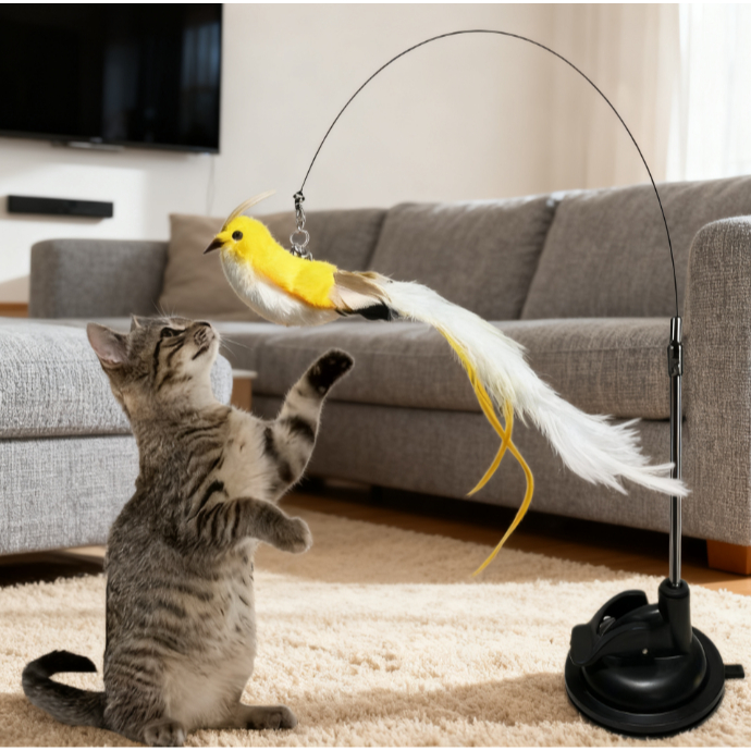 Brinquedo para Gatos  Varinha com Pássaro Simulad