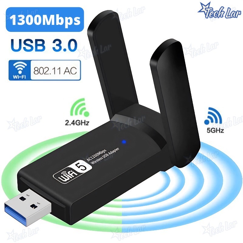 Adaptador Wi-fi Dual Band 2-4G e 5G USB 3.0 5Ghz 1300Mbps 2 Antenas-TL