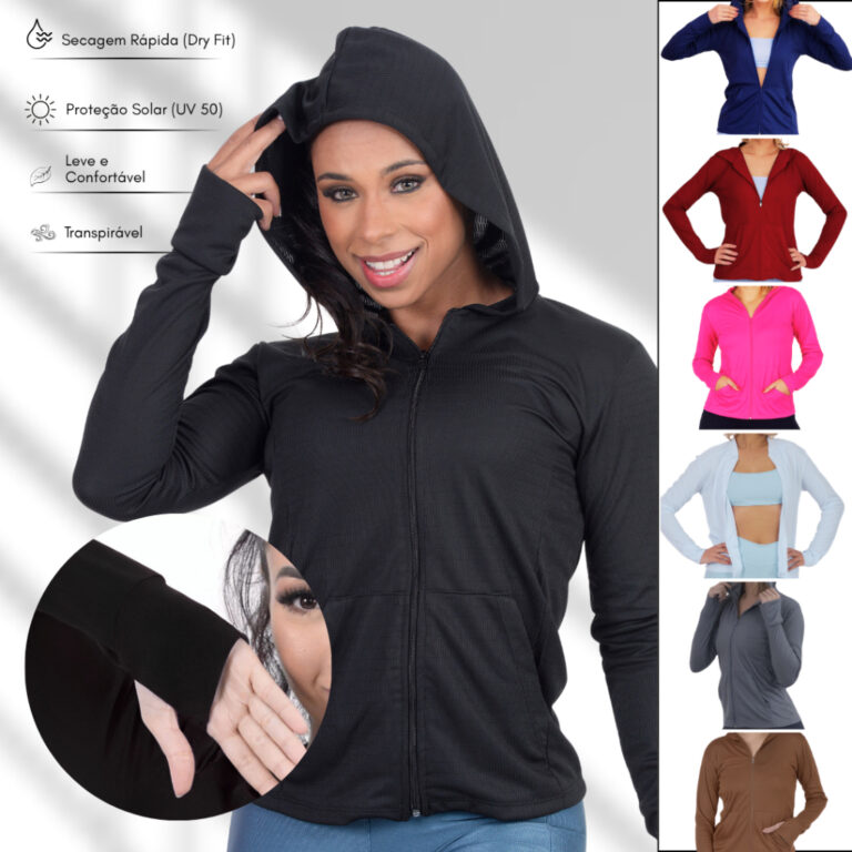Jaqueta Casaquinho Feminino com Ziper e Capuz Dryf