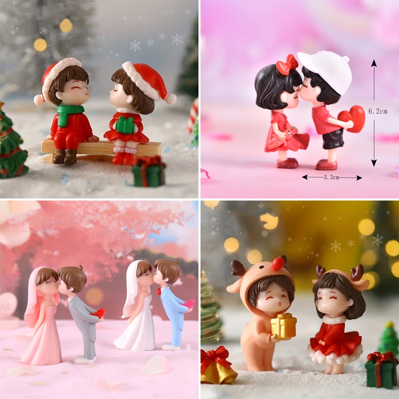 Mini Casal De Natal Diy Decoração Bonito Estátua Figuras Boneca De Casamento Paisagem Em Miniatura D