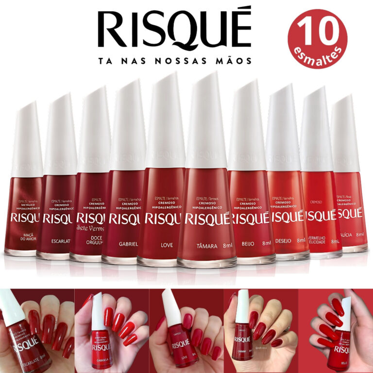Esmaltes Risqué Diversos Tons Vermelho Atacado