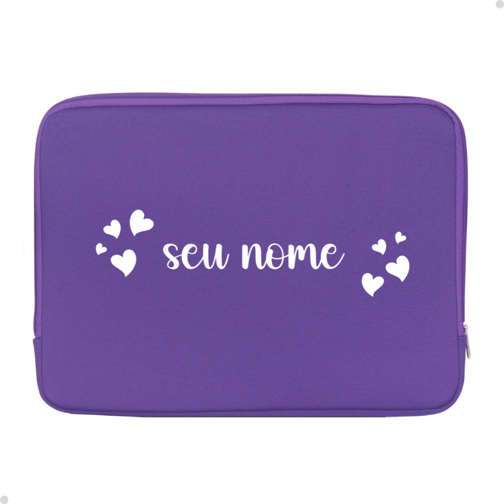 Bolsa Notebook Personalizada Com Seu Nome Corações Lançamento Super Desconto
